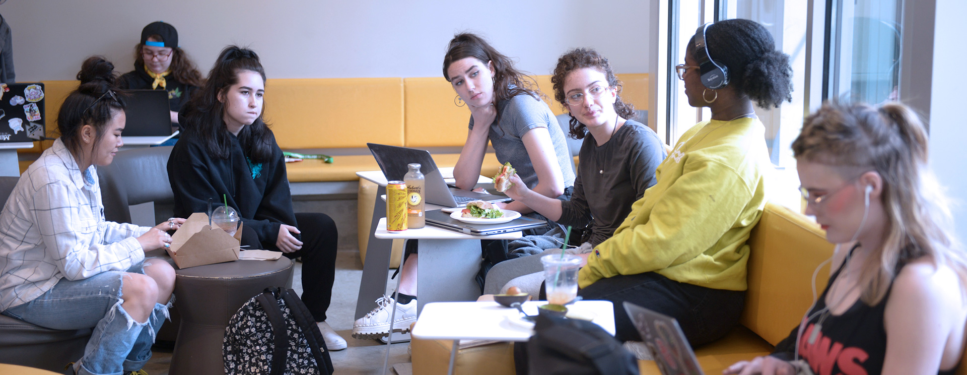 students in cafe