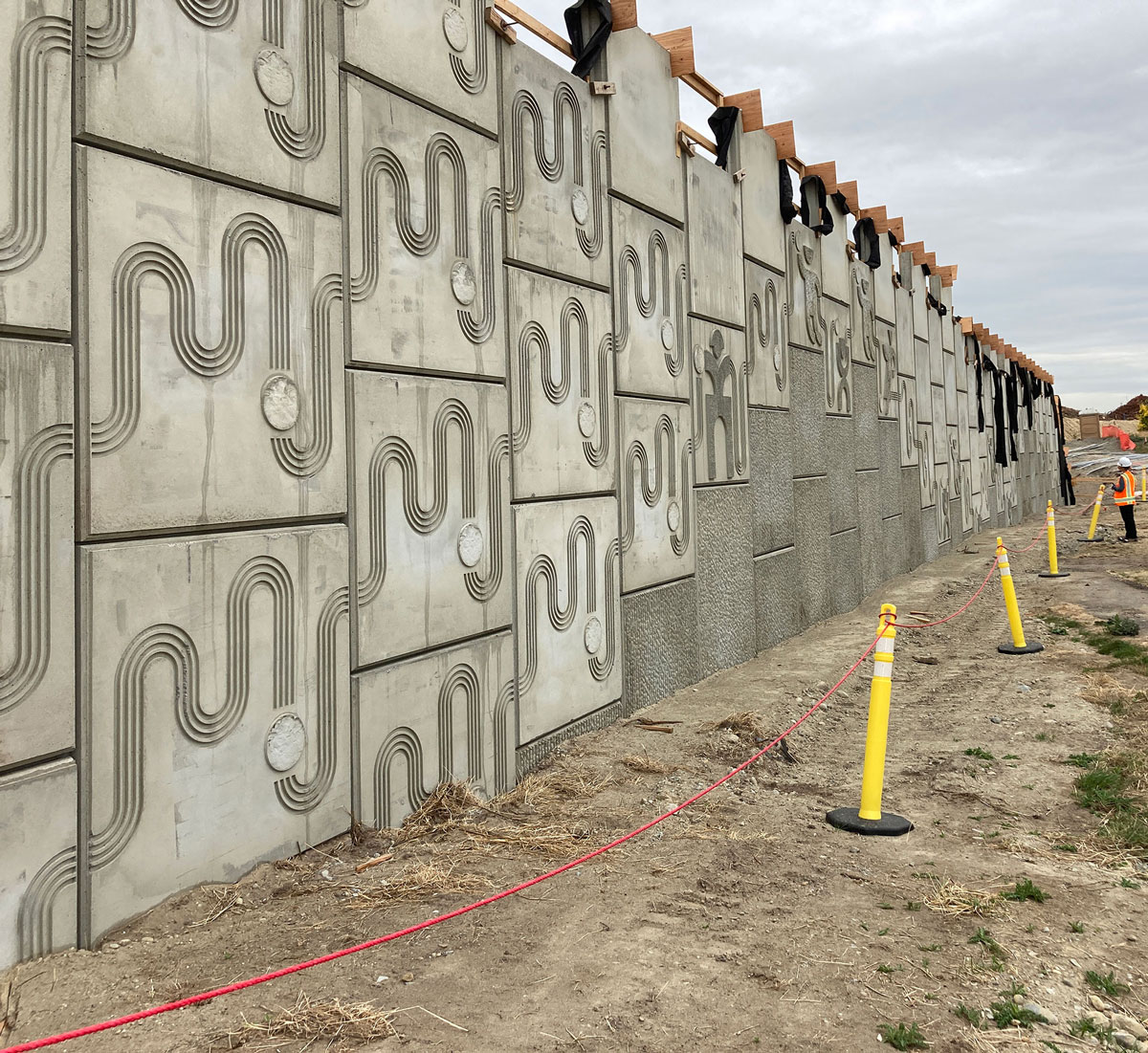 An art installation in a concrete wall.