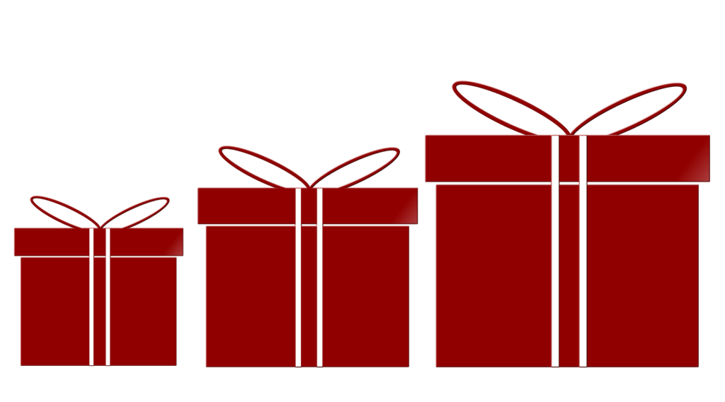 Three gift boxes.