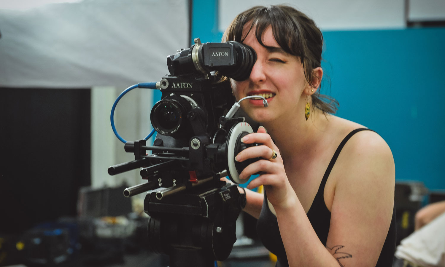 Filmmaker looking through the viewfinder