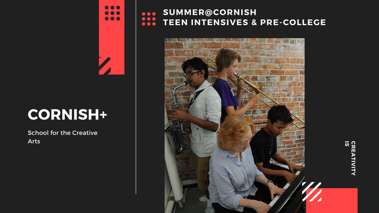 teen intensive graphic with students music posed