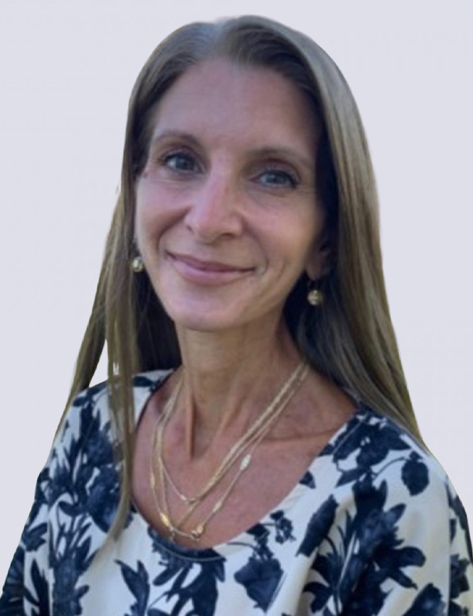 Photo of Mika Nash - Interim Vice-President of Academic Affairs and Provost of Cornish College of the Arts - on a blank white background with a white and blue top.