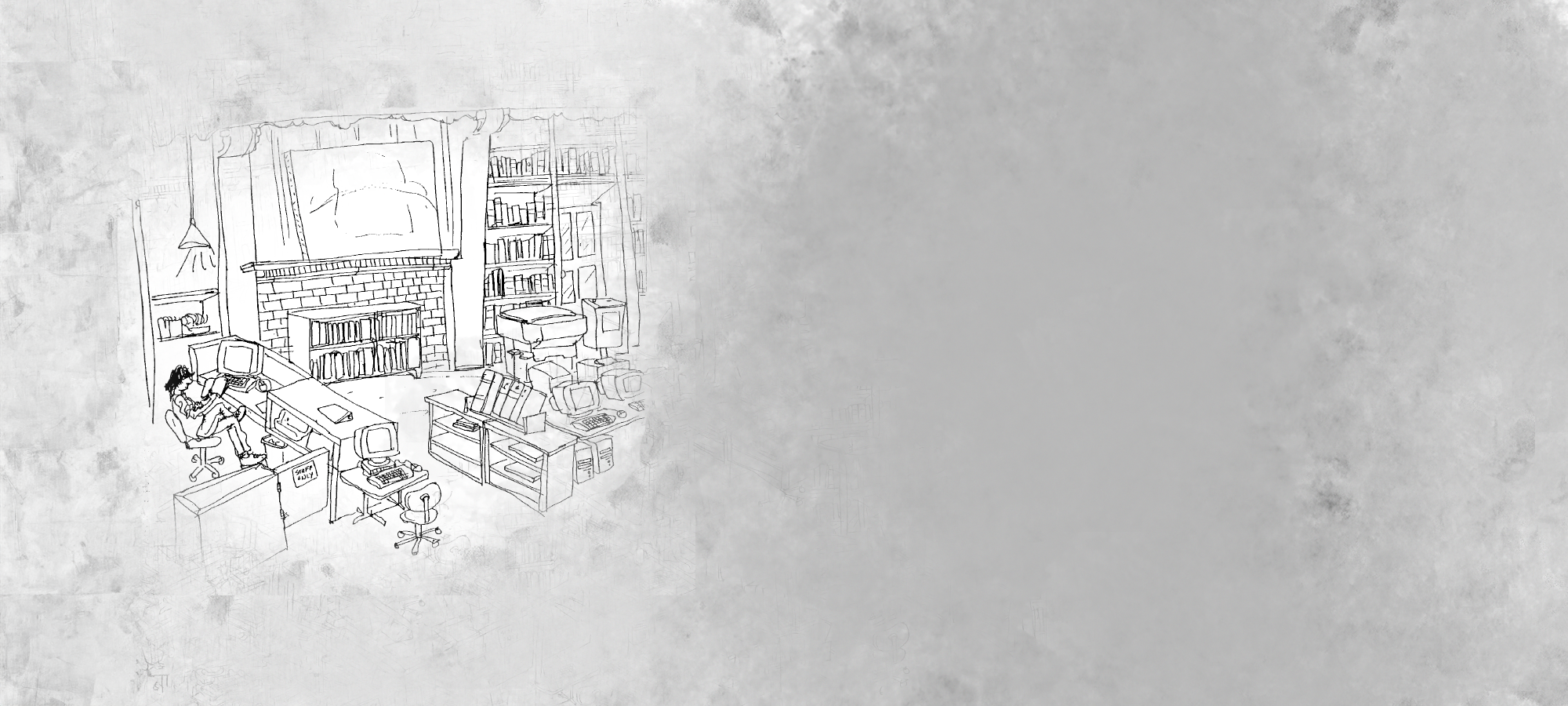 Drawing by Aaron Bagley (Cornish Alumni, published author, and former Cornish Library Assistant): https://www.aaronbagley.com/